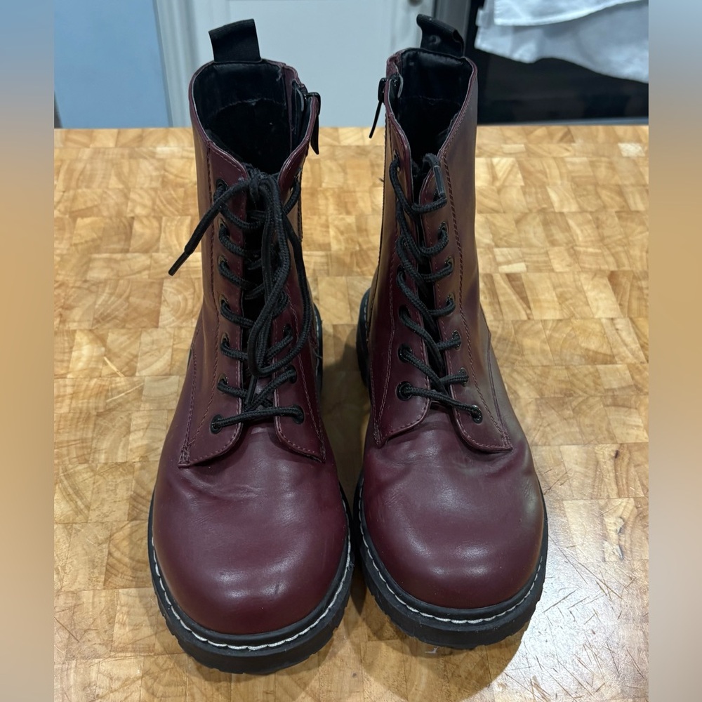 torrid Burgundy Lace-Up Combat Boots with Black Laces